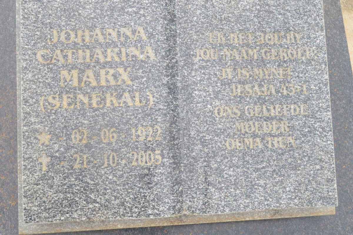 MARX Johanna Catharina nee SENEKAL 1922-2005