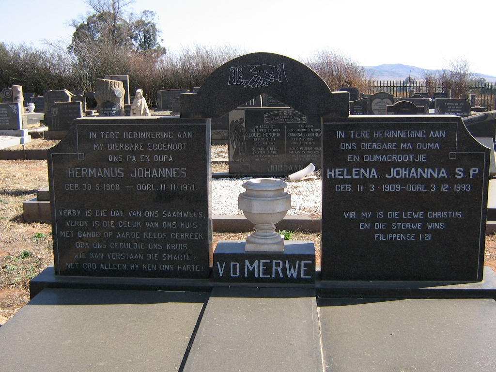 MERWE Hermanus Johannes, v.d. 1908-1971 &amp; Helena Johanna S.P. 1909-1993