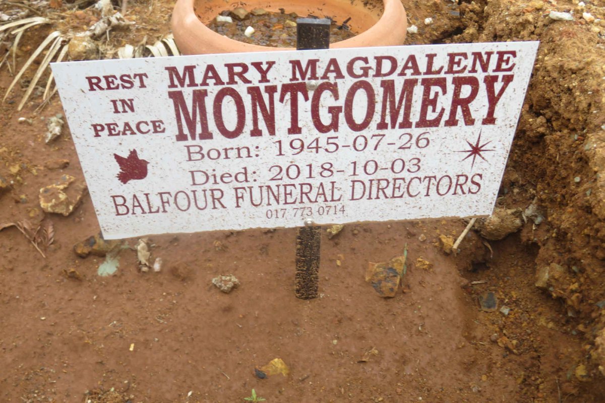 MONTGOMERY Mary Magdalene 1945-2018