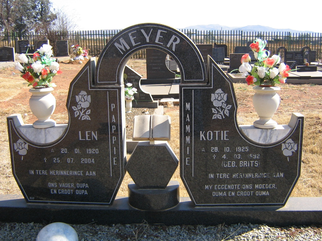 MEYER Len 1920-2004 &amp; Kotie BRITS 1925-1992