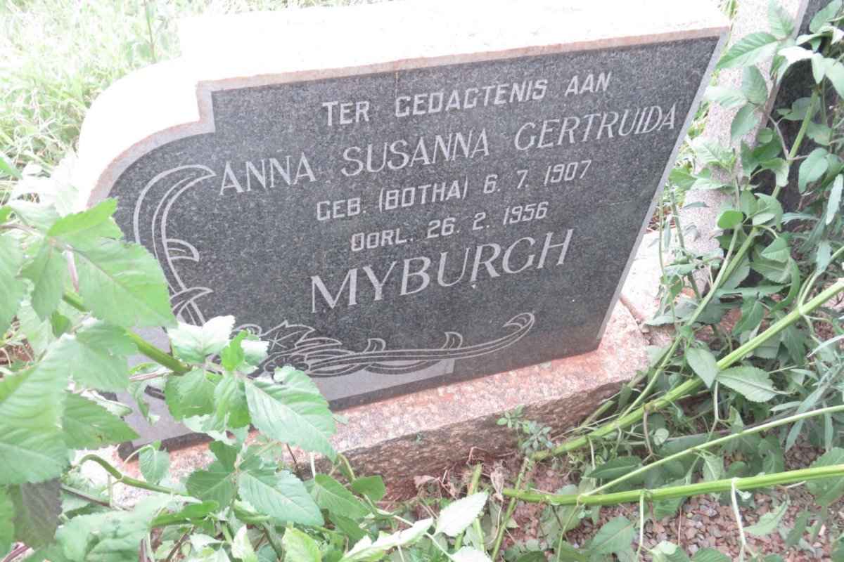 MYBURGH Anna Susanna Gertruida nee BOTHA 1907-1956