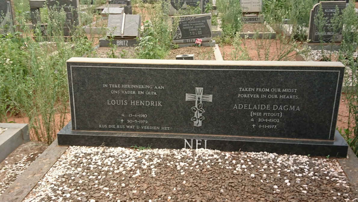 NEL Louis Hendrik 1910-1979 &amp; Adelaide Dagma PITOUT 1902-1977