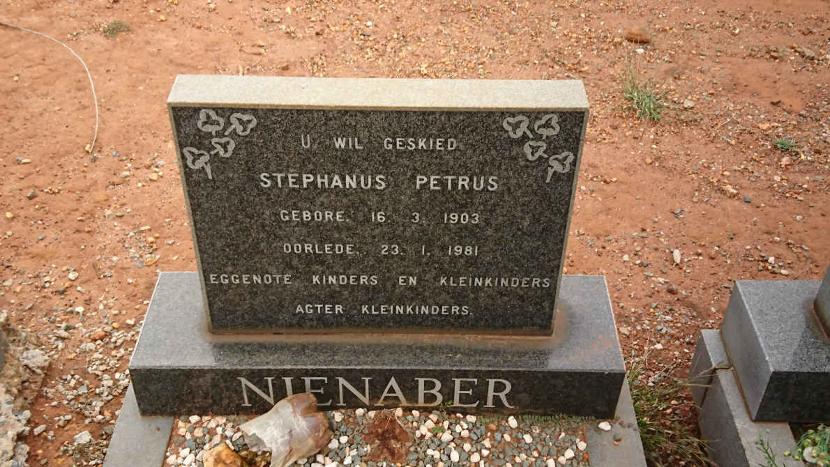 NIENABER Stephanus Petrus 1903-1981