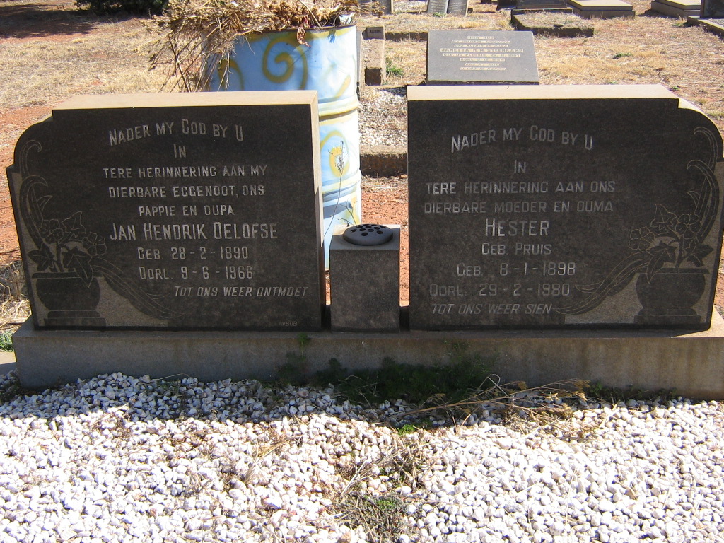 OELOFSE Jan Hendrik 1890-1966 &amp; Hester PRUIS 1898-1980