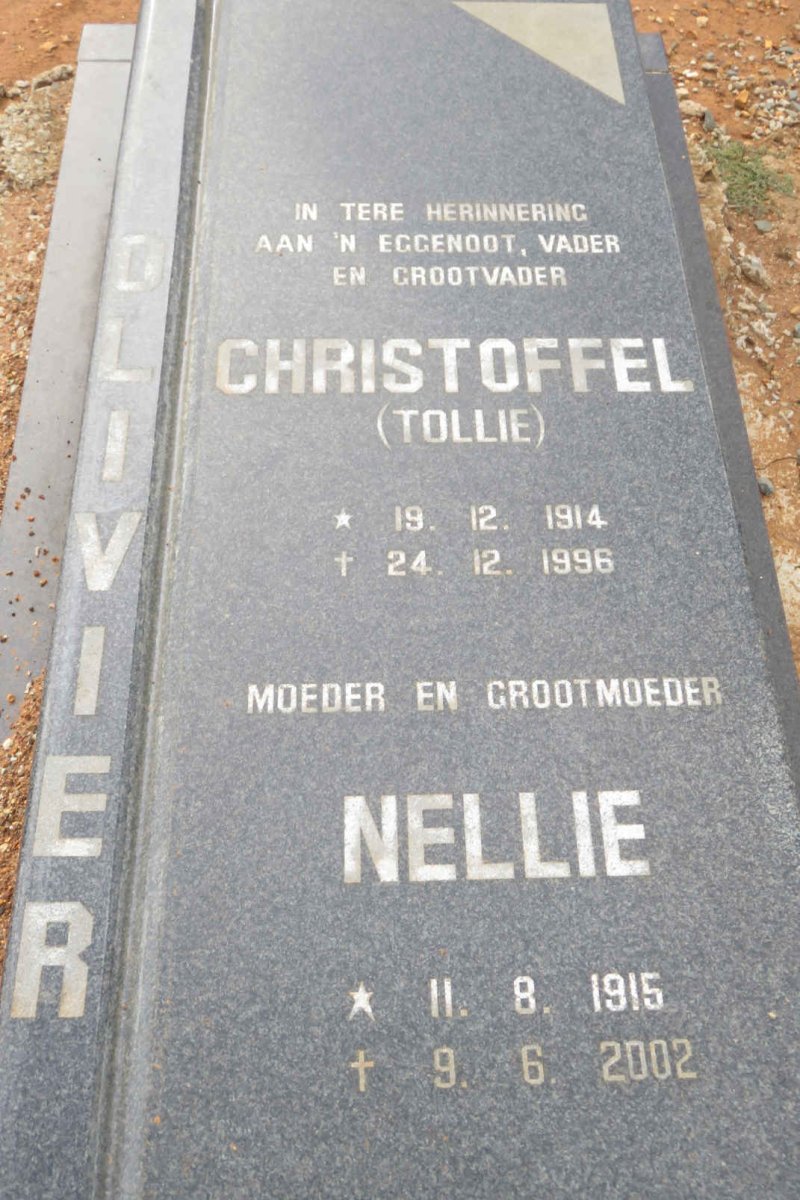 OLIVIER Christoffel 1914-1996 &amp; Nellie 1915-2002