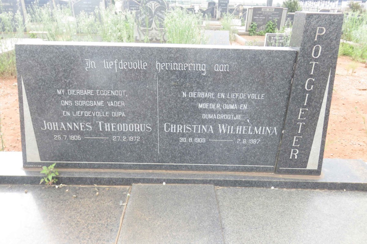POTGIETER Johannes Theodorus 1905-1972 &amp; Christina Wilhelmina 1909-1987