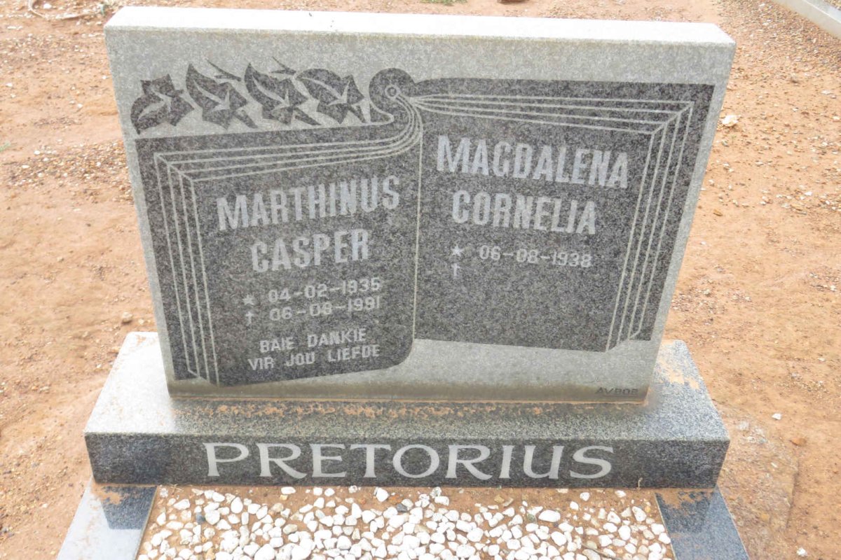 PRETORIUS Marthinus Casper 1935-1991 &amp; Magdalena Cornelia 1938-