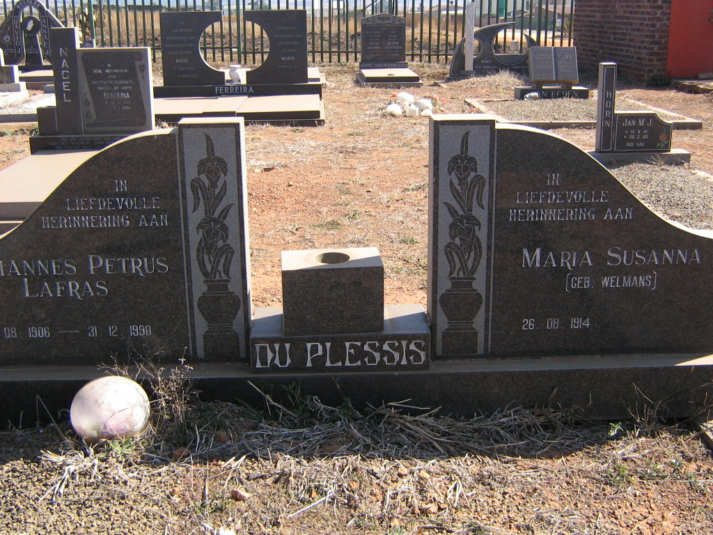 PLESSIS Johannes Petrus Lafras, du 1906-1990 &amp; Maria Susanna WELMANS 1914-