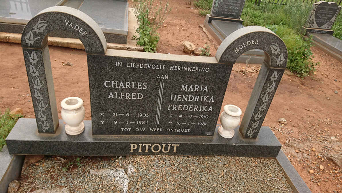 PITOUT Charles Alfred 1903-1984 &amp; Maria Hendrika Frederika 1910-1986
