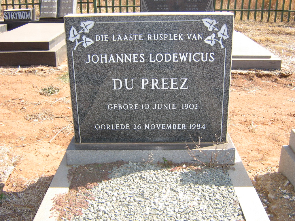 PREEZ Johannes Lodewicus, du 1902-1984