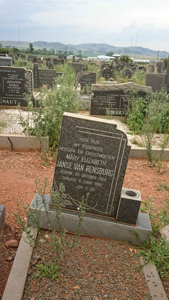 RENSBURG Mary Elizabeth, Janse van 1905-1980