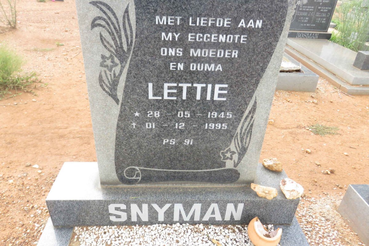 SNYMAN Lettie 1945-1995