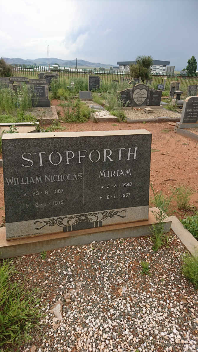 STOPFORTH William Nicholas 1887-1975 &amp; Miriam 1890-1967