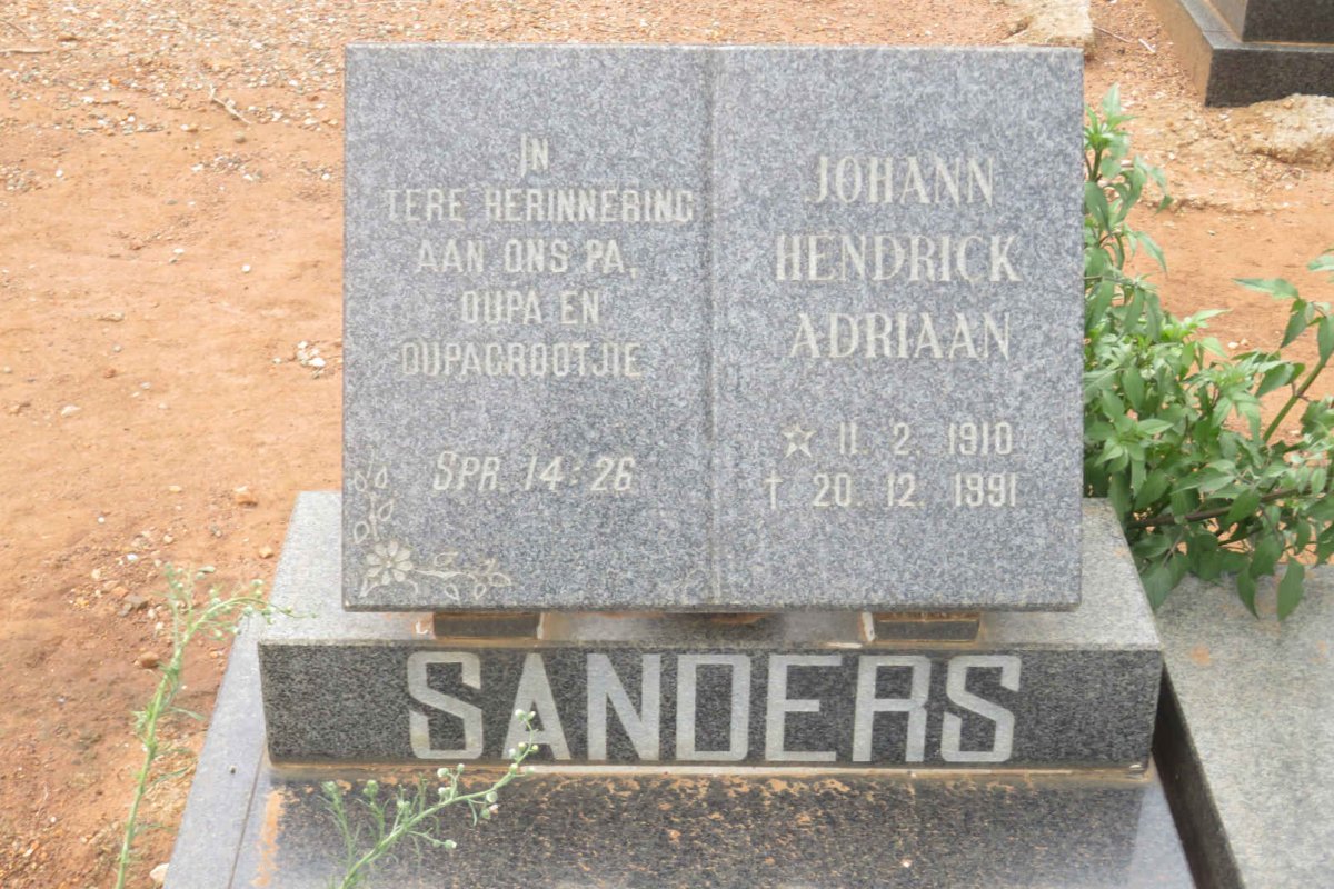 SANDERS Johann Hendrick Adriaan 1910-1991 &amp; Catharina Elizabeth 1917-1986