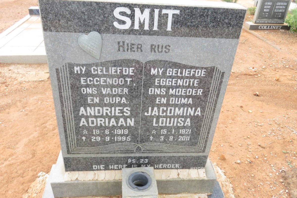 SMIT Andries Adriaan 1919-1995 &amp; Jacomina Louisa 1921-2011