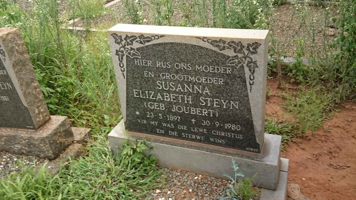 STEYN Susanna Elizabeth nee JOUBERT 1897-1980