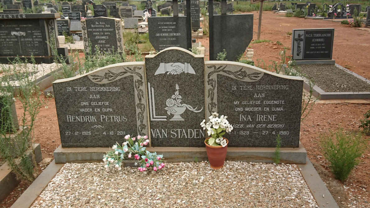 STADEN Hendrik Petrus, van 1925-2011 &amp;  Ina Irene VAN DER BERGH 1929-1980