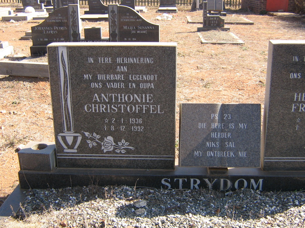 STRYDOM Anthonie Christoffel 1936-1992 &amp; Hendrika Francina 1939-