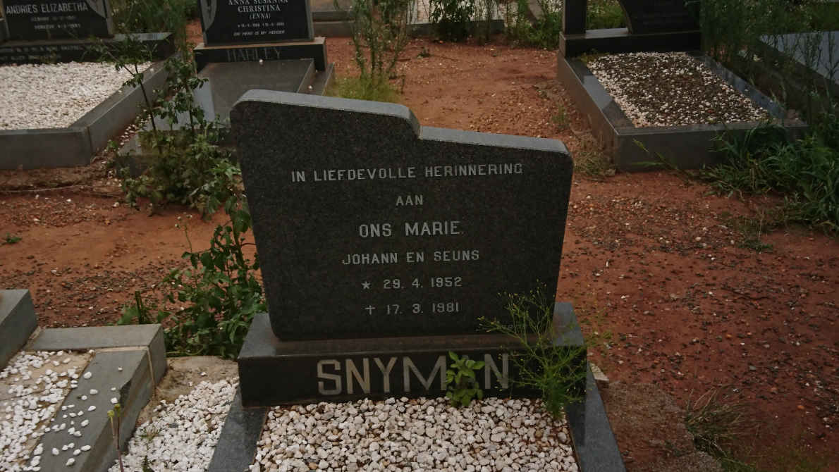 SNYMAN Marie 1952-1981