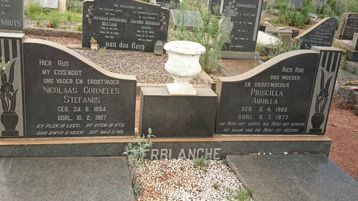 TERBLANCHE Nicolaas Corneles Stefanus 1884-1967 &amp; Priscilla Aquilla 1905-1977