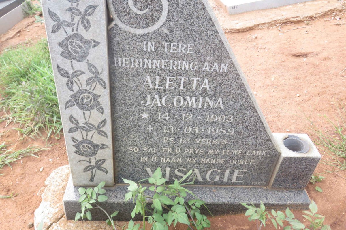 VISAGIE Aletta Jacomina 1903-1989