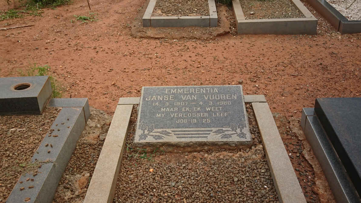 VUUREN Emmerentia, Janse van 1907-1980