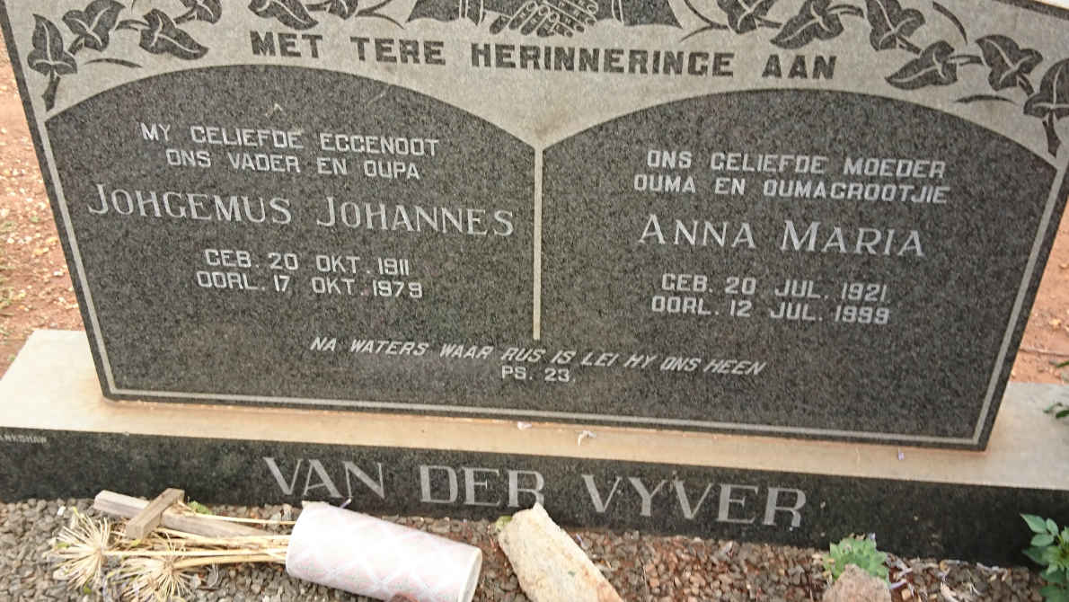 VYVER Johgemus Johannes, van der 1911-1979 &amp; Anna Maria 1921-1999