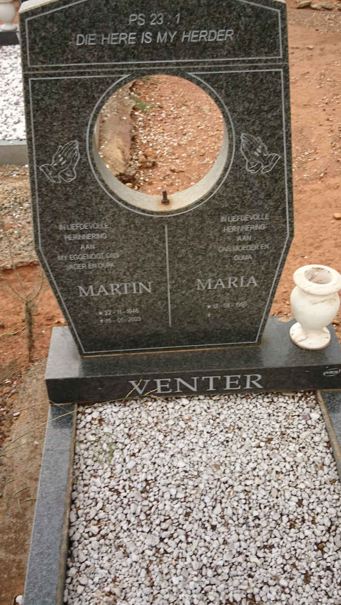 VENTER Martin 1946-2003 &amp; Maria 1950-