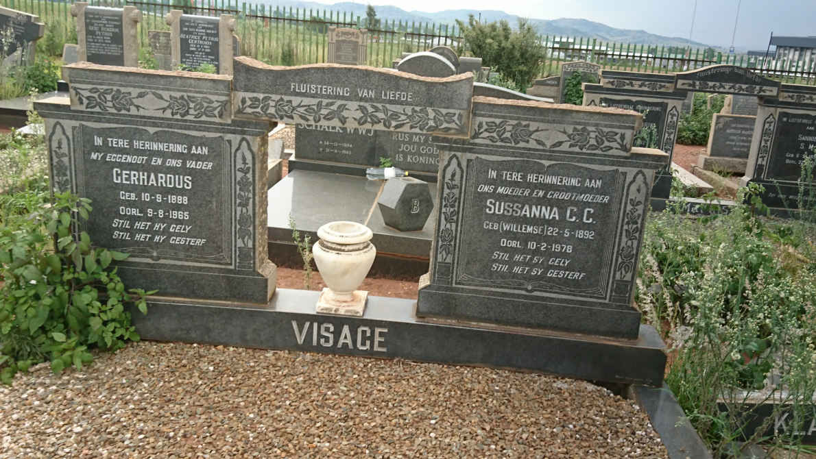 VISAGE Gerhardus 1888-1965 &amp; Sussanna C.C. WILLEMSE 1892-1978
