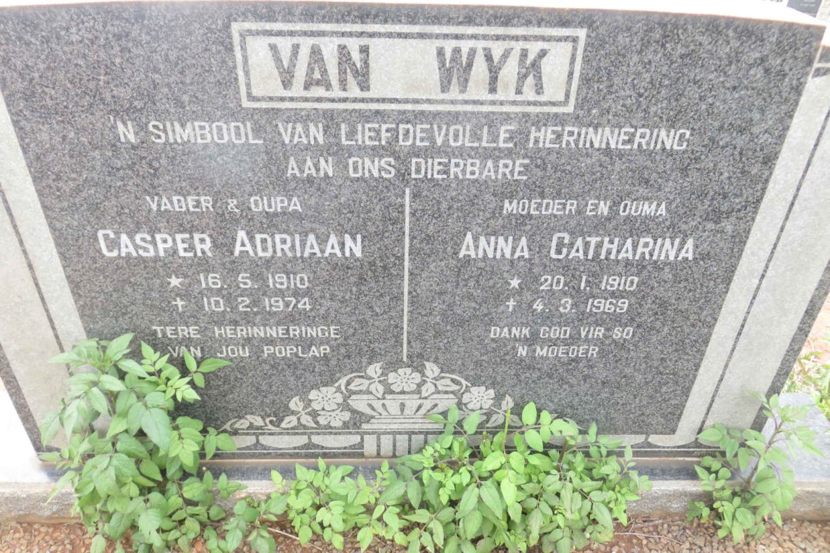 WYK Casper Adriaan, van 1910-1974 &amp; Anna Catharina 1910-1969