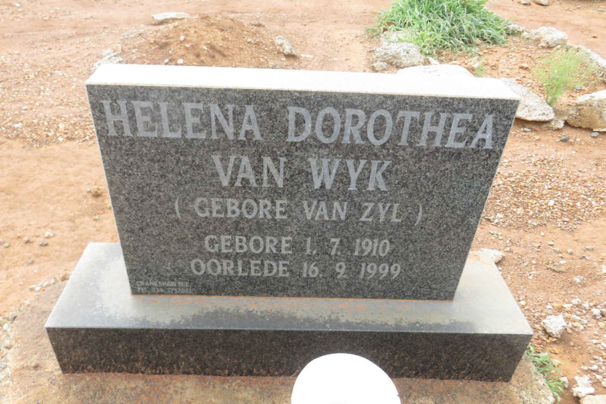 WYK Helena Dorothea, van nee VAN ZYL 1910-1999