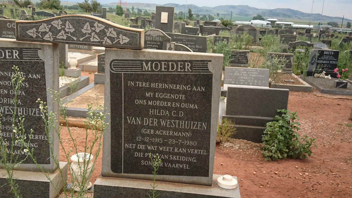 WESTHUIZEN Hendrik A., van der 1914-1985 & Hilda C.D. ACKERMANN 1915-1980 _2