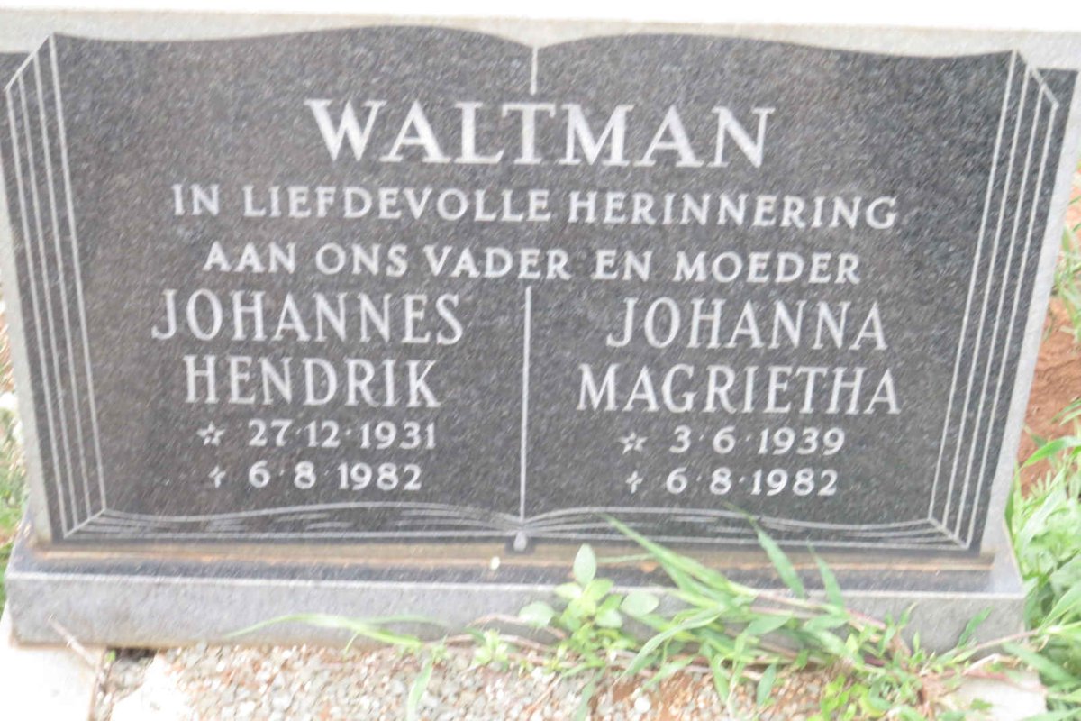 WALTMAN Johannes Hendrik 1931-1982 &amp; Johanna Magrietha 1939-1982