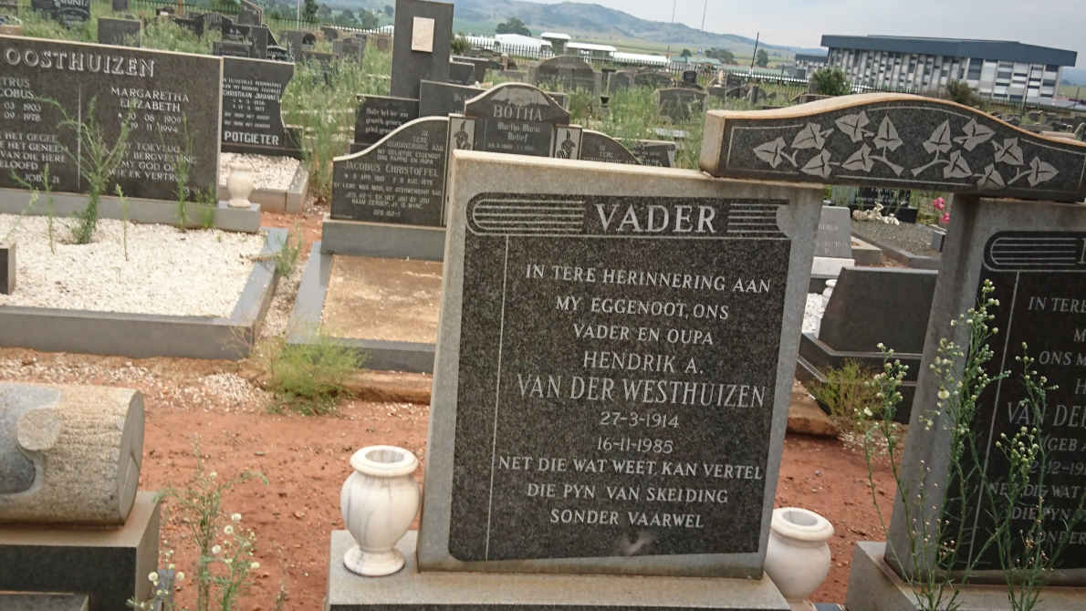 WESTHUIZEN Hendrik A., van der 1914-1985 & Hilda C.D. ACKERMANN 1915-1980 _1
