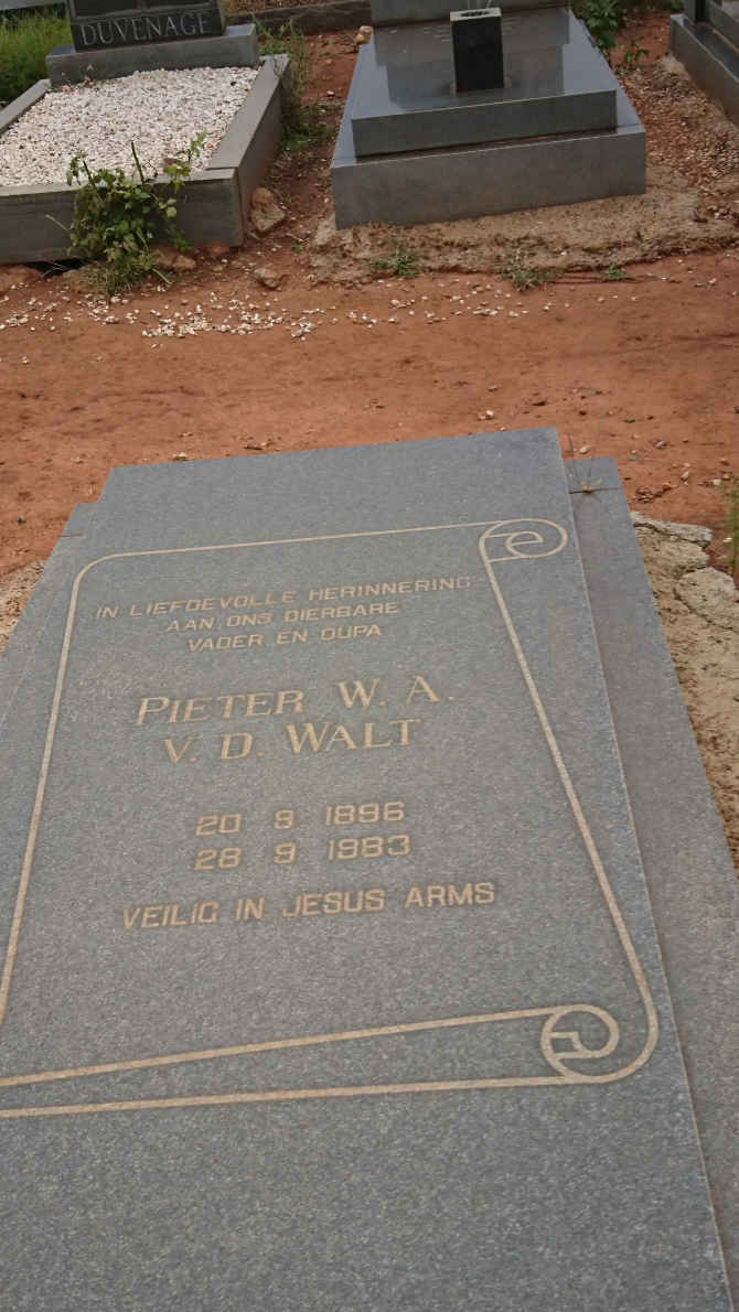 WALT Pieter W.A., v.d. 1896-1983