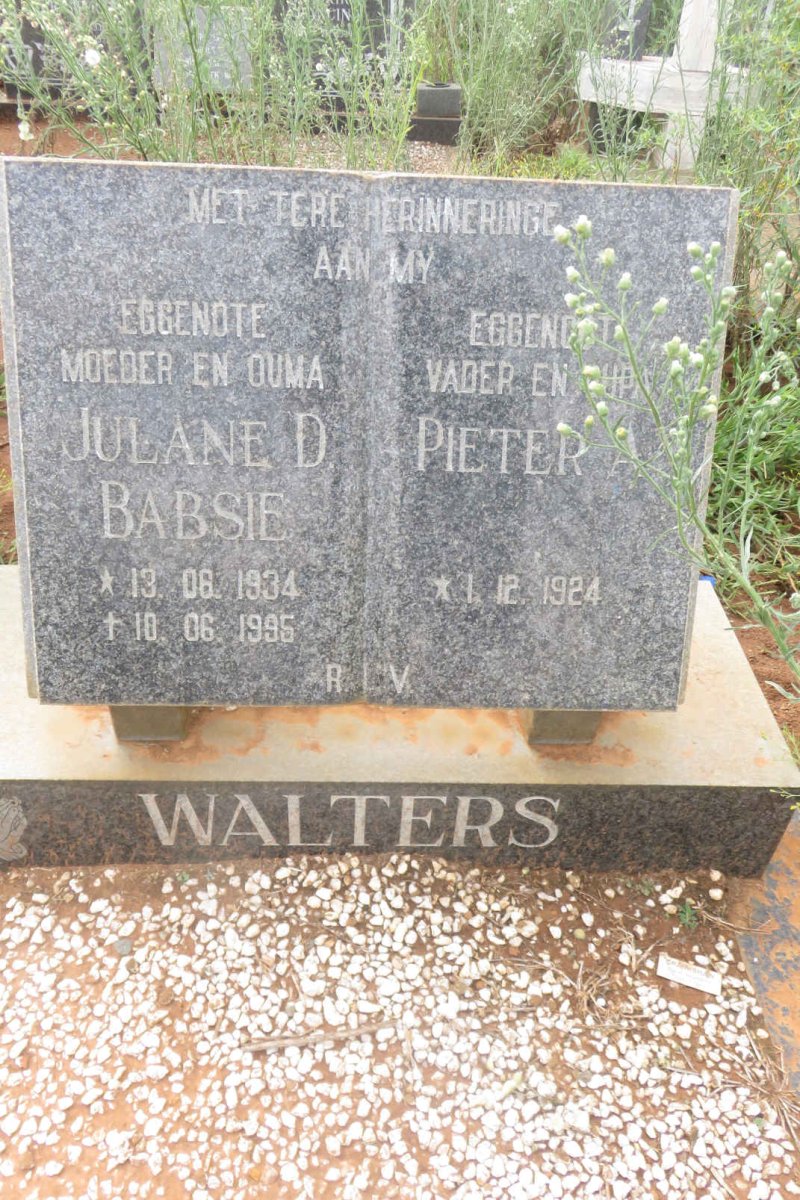 WALTERS Pieter 1924- &amp; Julane D. 1934-1995