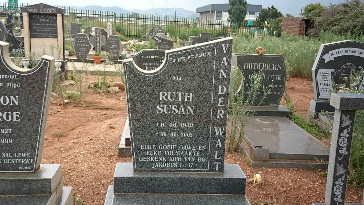 WALT Ruth Susan, van der 1930-2003