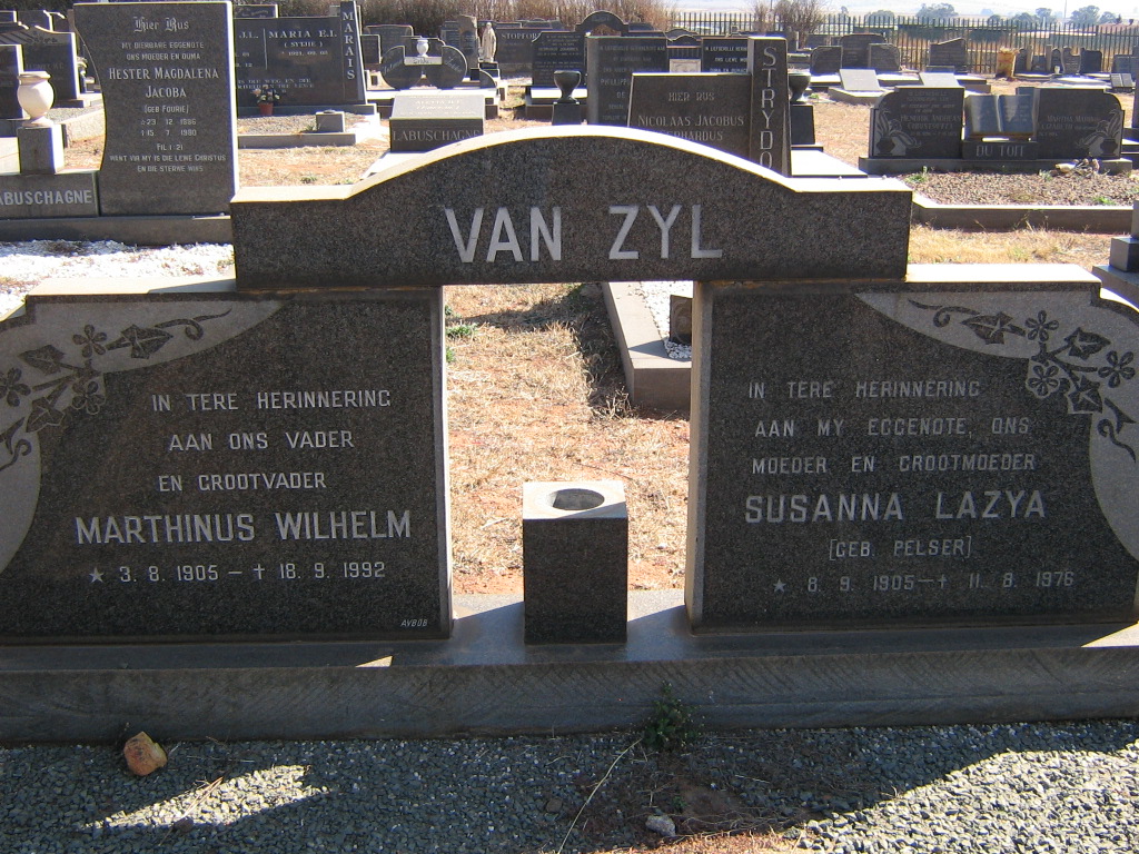 ZYL Marthinus Wilhelm 1905-1992 &amp; Susanna Lazya PELSER 1905-1976