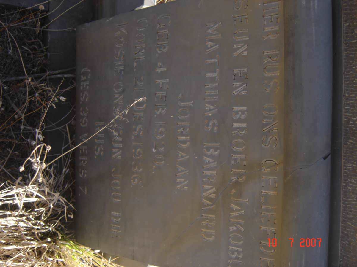 JORDAAN Jakobus Matthias Barnard  1920-1936