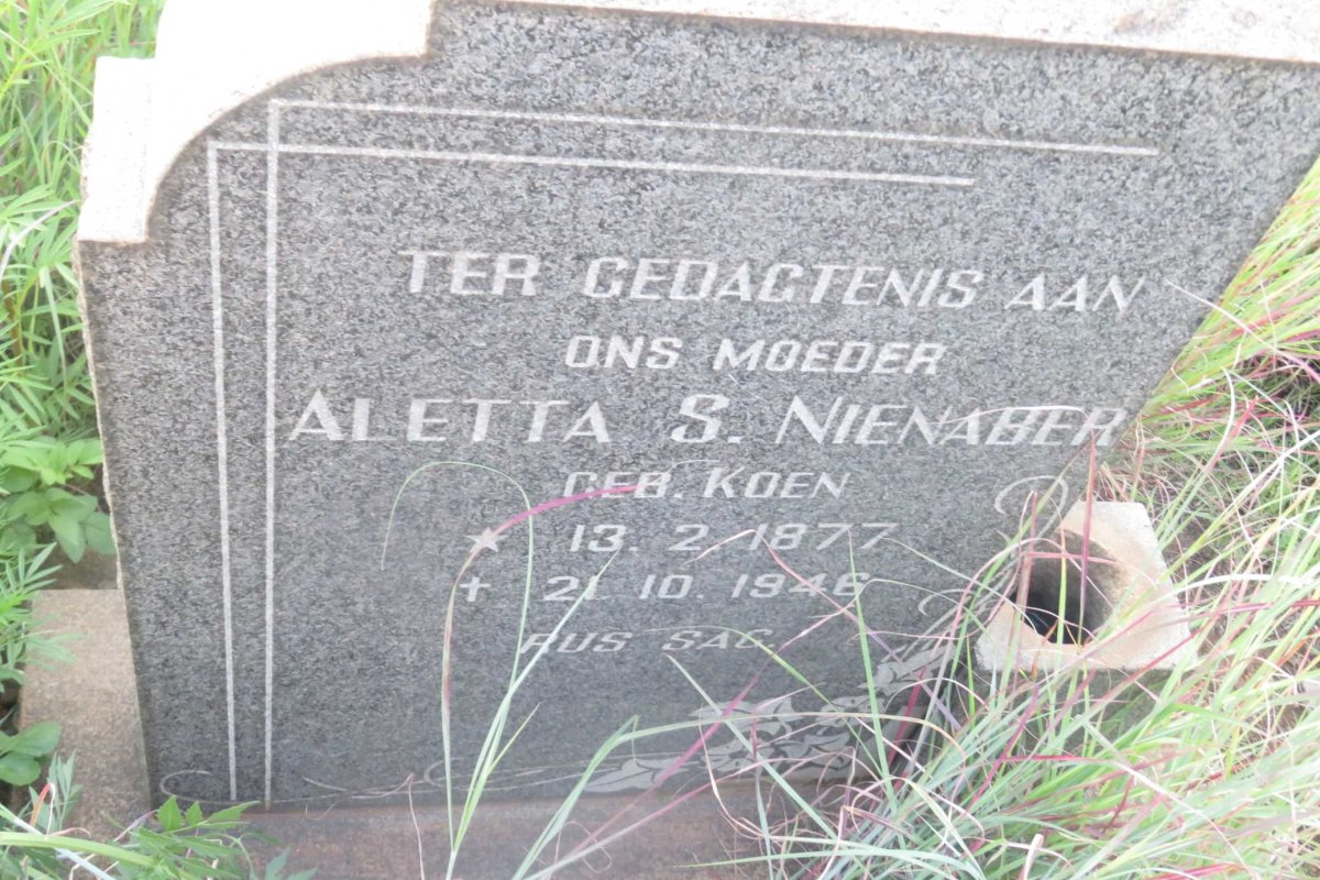 NIENABER Aletta S. nee KOEN 1877-1946