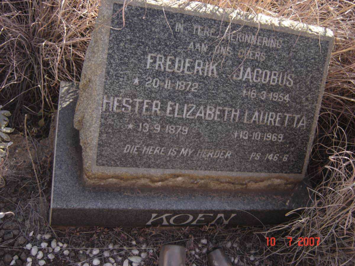 KOEN Frederik Jacobus 1872-1954 &amp; Hester Elizabeth Lauretta 1879-1969