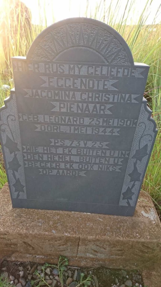 PIENAAR Jacomina Christina nee LEONARD 1901-1944