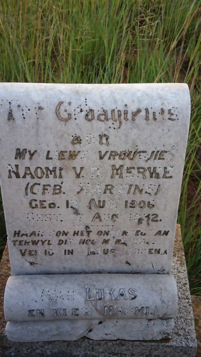 MERWE Naomi, van der nee MARTINS 1906-1932