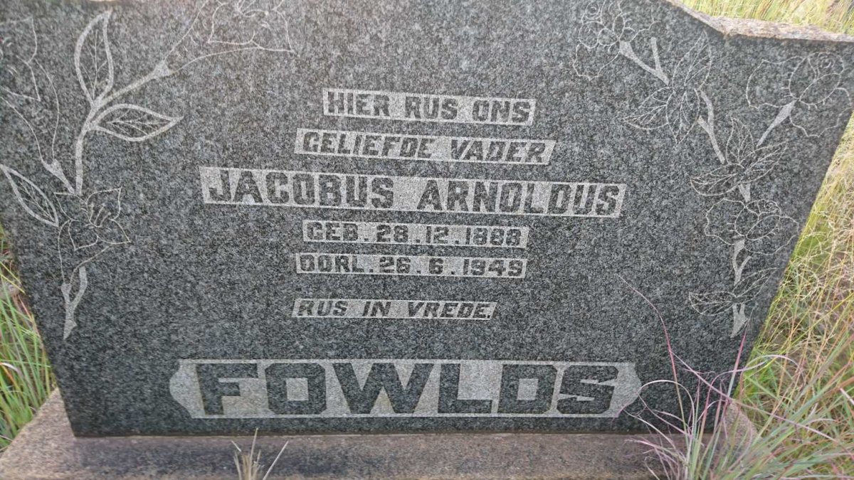 FOWLDS Jacobus Arnoldus 1888-1949