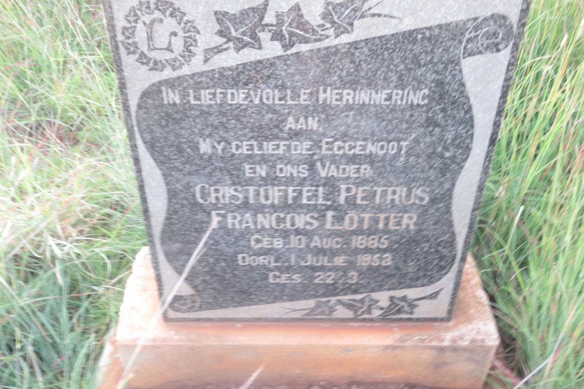 LÖTTER Cristoffel Petrus Francois 1885-1953