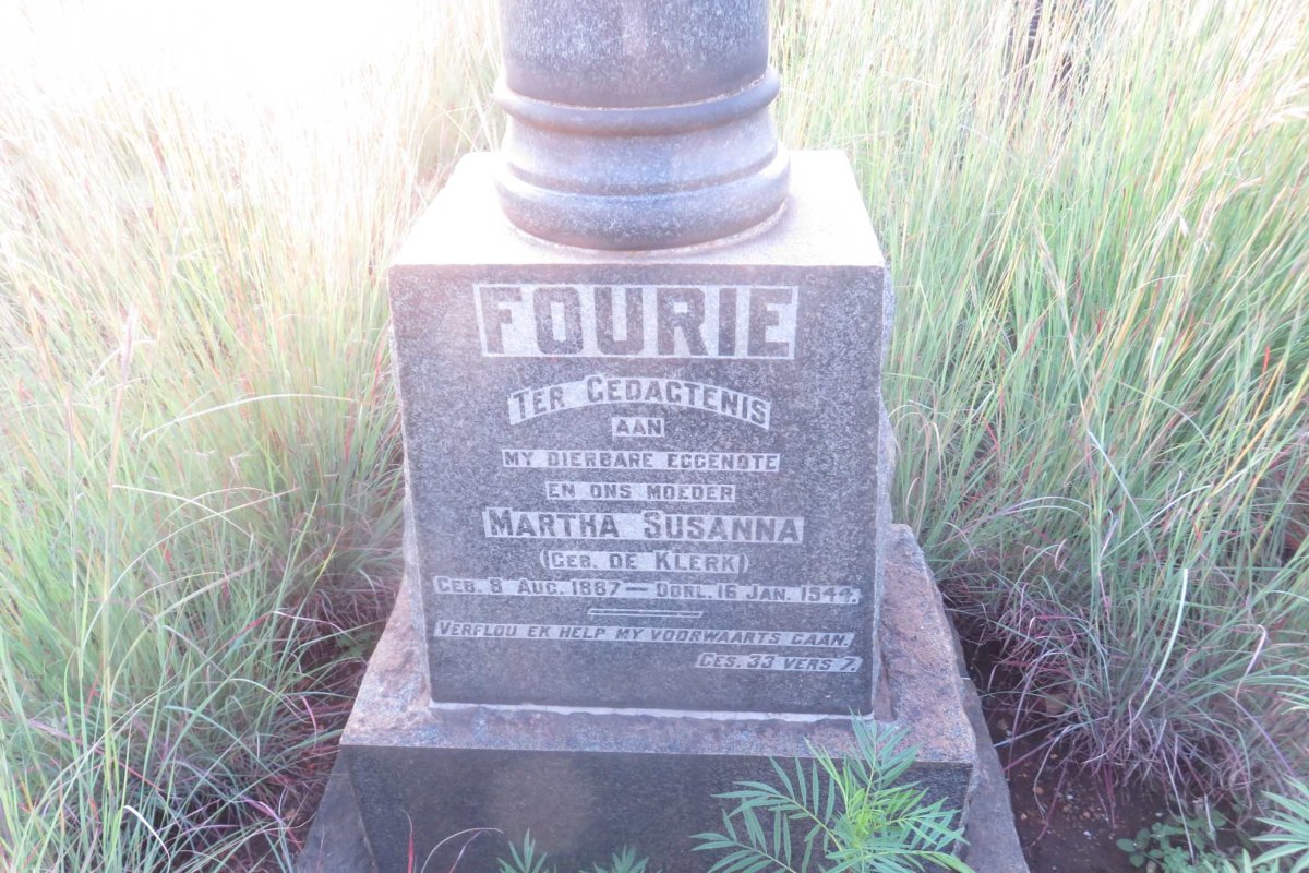 FOURIE Martha Susanna nee DE KLERK 1867-1944