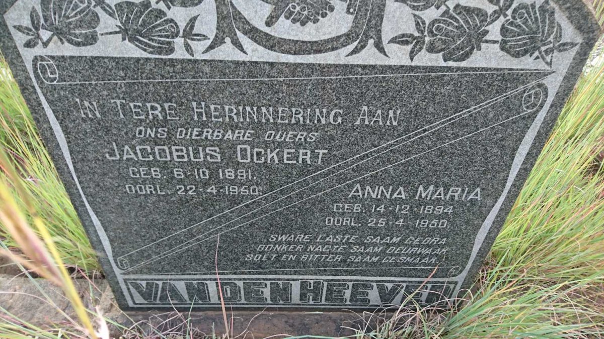 HEEVER Jacobus Ockert, van den 1891-1950  &amp; Anna Maria 1894-1950