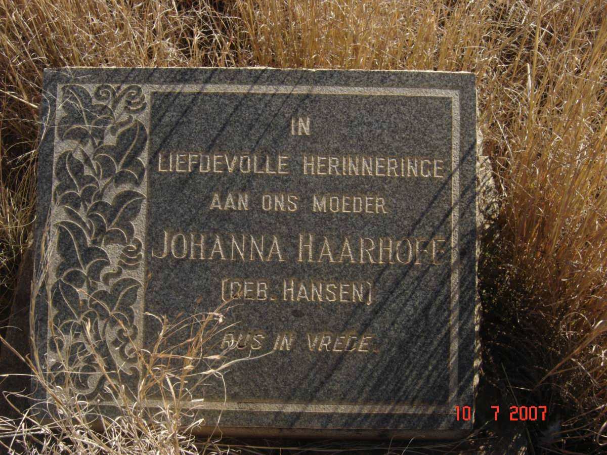 HAARHOFF Johanna nee HANSEN