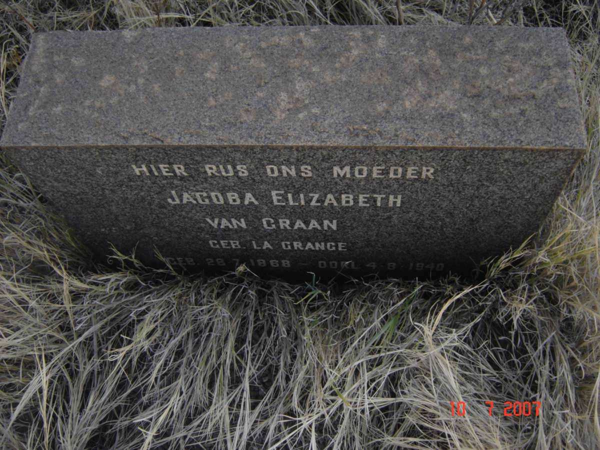 GRAAN Jacoba Elizabeth, van nee LA GRANGE 1868-1940