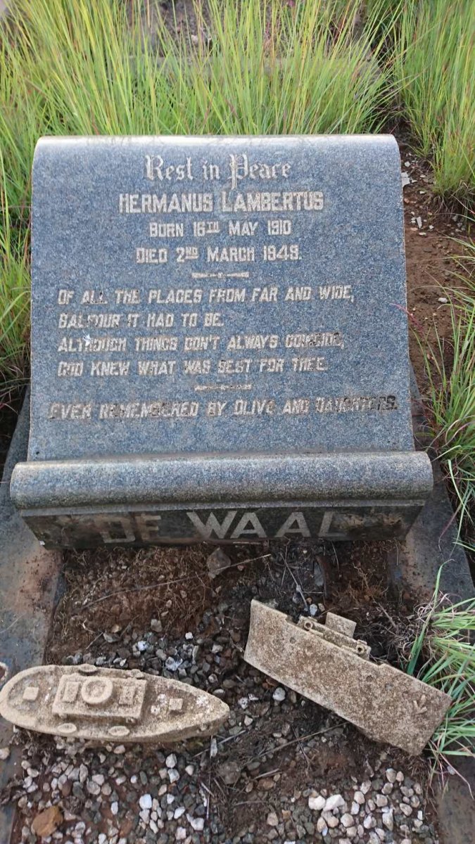 WAAL Hermanus Lambertus, de 1910-1949